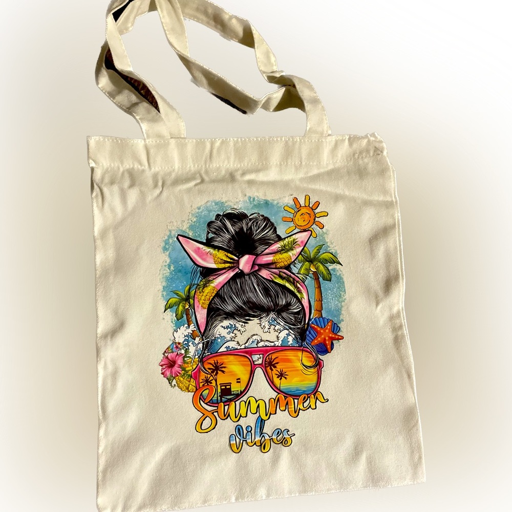13x14 summer vibes canvas tote